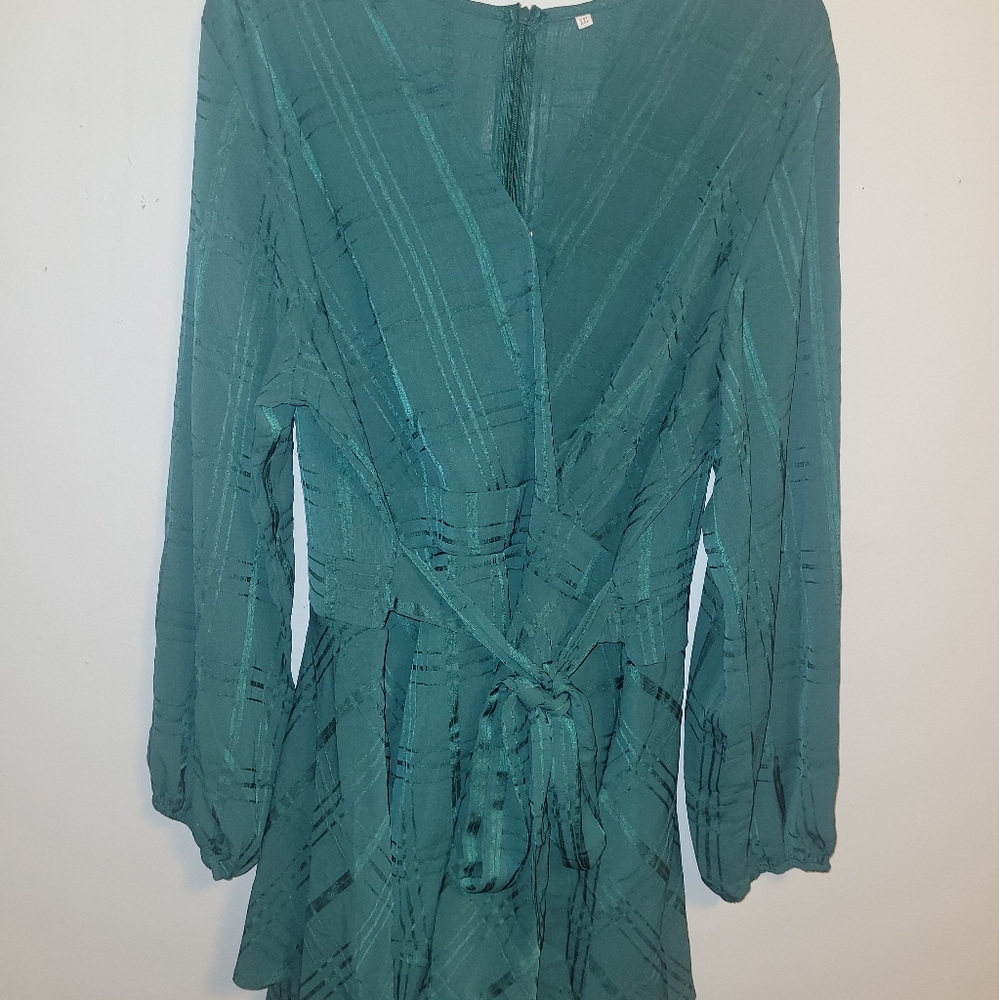 Elegant Green Wrap Dress XXL P2P-19 No stretch